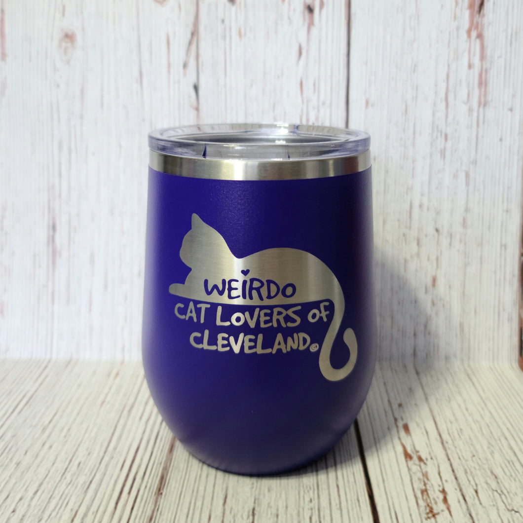 Weirdo Cat Lovers of Cleveland 12oz. Stainless Steel Wine Tumbler